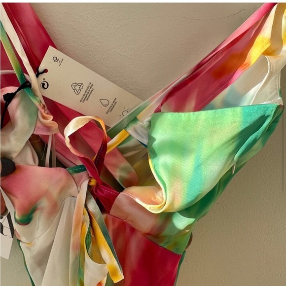 ZARA NWT Print satin effect Dress - Picture 9 of 10